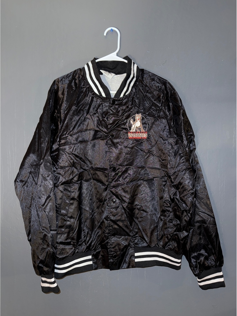 Augusta Sportswear Arlington Wolves Pathfinders Club Black Satin Bomber Jacket,